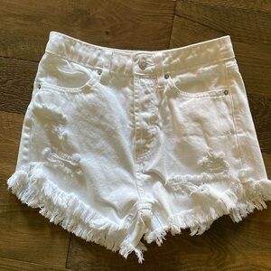 Wild fable button fly distressed fringe shorts